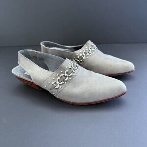 Circle S BANDIT Womens Sling Back Mules 5.5 Gray Leather Western